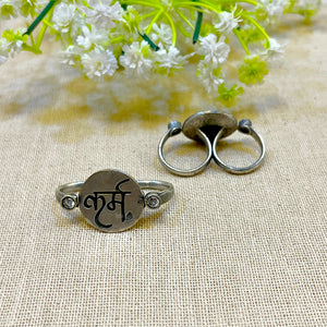 " Karm"Silver Look Alike Oxidised Karma Ring