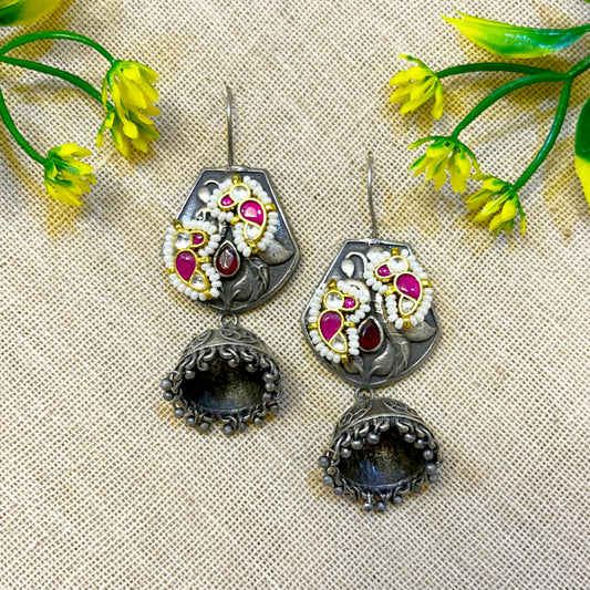 "Camy" Silver Look Alike Kundan Dangler