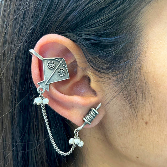 "Kite" Silver Look Alike Oxidized Earcuff