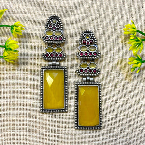 "Kashti" Silver Look Alike Stone Earrings
