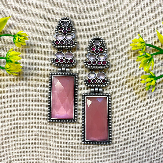 "Kashti" Silver Look Alike Stone Earrings
