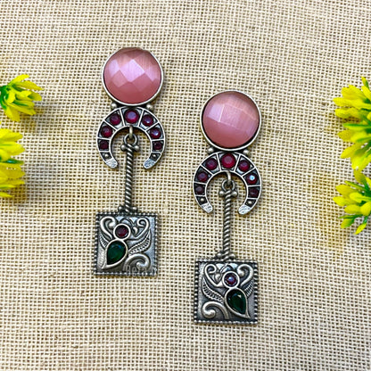 pink ethnic earrings