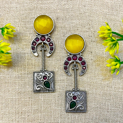 Yellow stone Long earrings