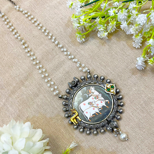"Terra" Silver Look Alike Printed Necklace