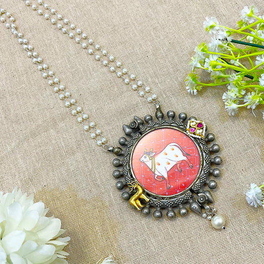 "Terra" Silver Look Alike Printed Necklace