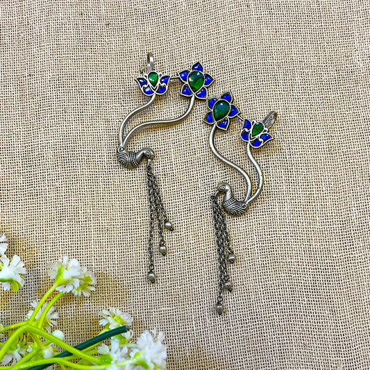 "Canny" Silver Look Alike Stone Earcuffs