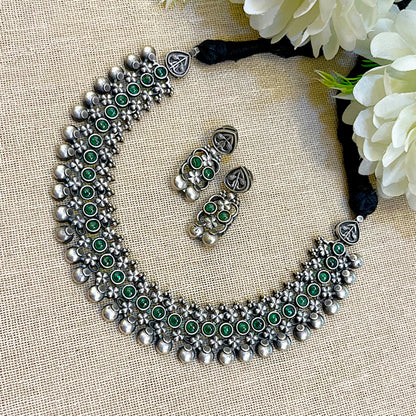 "Tanmay" Silver Look Alike Oxidized Choker