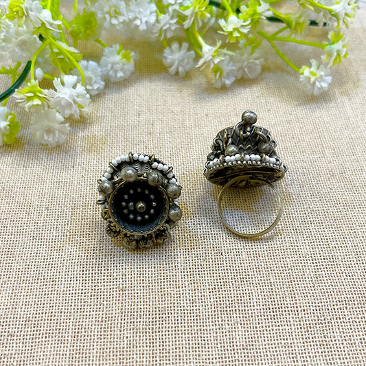 "Ghoomat" Silver Look Alike Oxidized Rings
