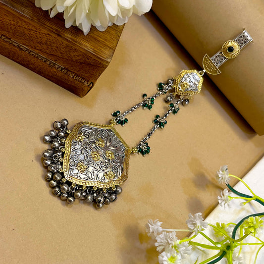 "Sleek" Silver Look Alike Oxidized Dual Tone Juda