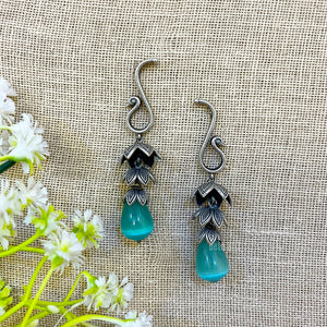 "Pearl" Silver Look Alike Stone Earrings