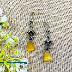 "Pearl" Silver Look Alike Stone Earrings