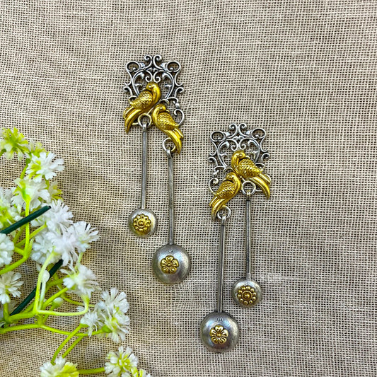 "Miercy" Silver Look Alike Dual Tone Earrings