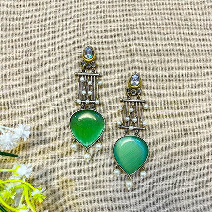 pista green colour earrings