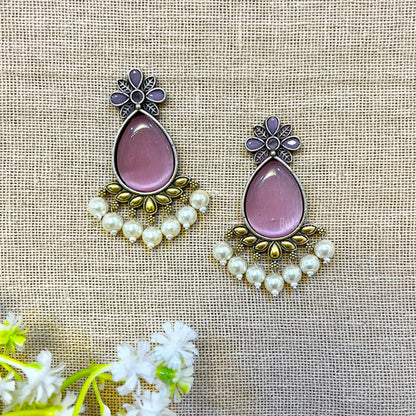 pink ethnic earrings