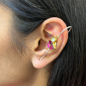 "Gleam" Silver Look Alike Arrow Kundan Earcuff