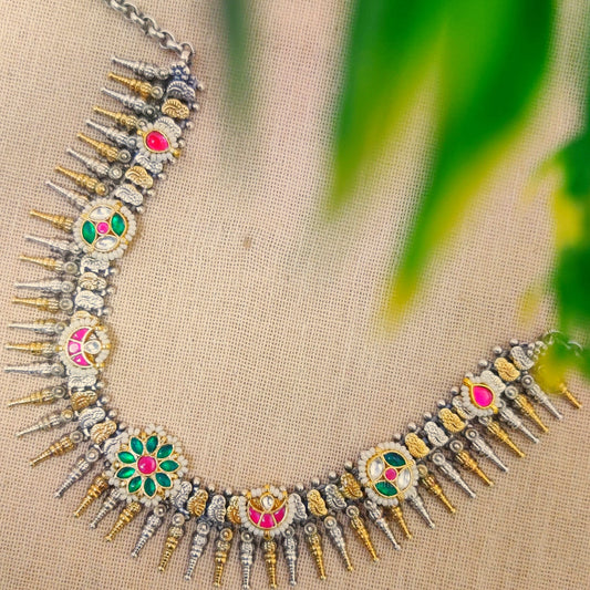 "Fatehi" Silver Look Alike Kundan Studded Choker