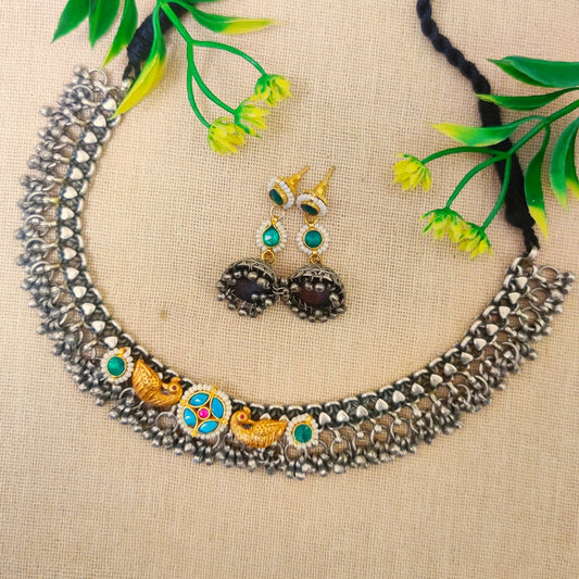 "Tanmay" Silver Look Alike Kundan Studded Choker