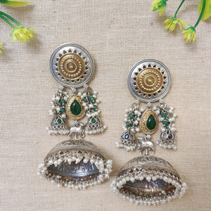 "Arora" Silver Look Alike Dual Tone Earrings