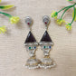 dual tone stone jhumka earrings