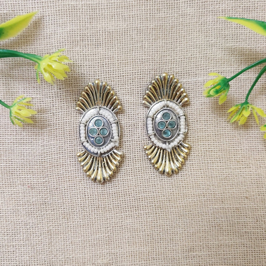 "Jade" Silver Look Alike Dual Tone Earrings