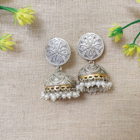 "Tinjhum" Silver Look Alike Dual Tone Earrings