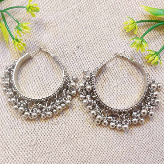 "Krinaz" Silver Look Alike Chandbali Earrings