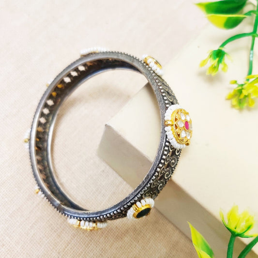 "Panti" Silver Look Alike Kundan Kada