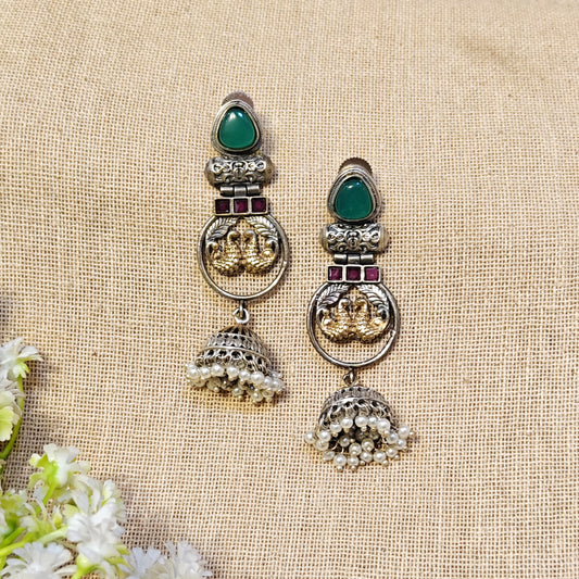Fierce Dual Tone Statement Earrings for Women