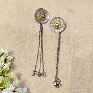 silver oxidised kashmiri earrings