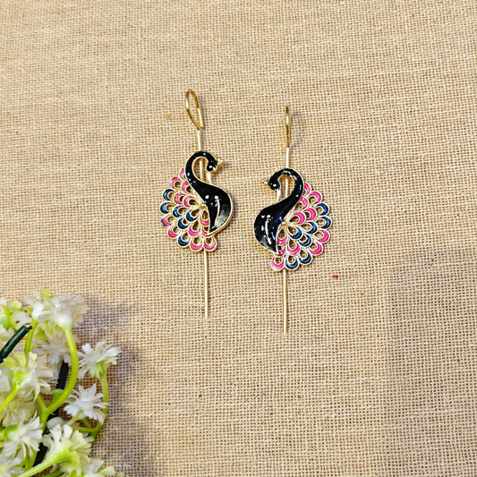 Green Peacock Arrow Earcuff
