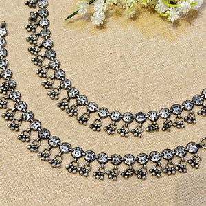 oxidised silver payal