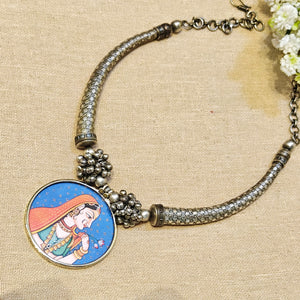 Printed Pendant Oxidised Choker