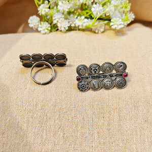 "Tribal"Silver Look Alike Oxidized Ring