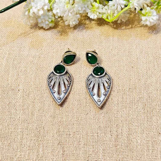 "Avni" Silver Look Alike Stone Earring