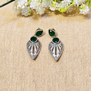"Avni" Silver Look Alike Stone Earring