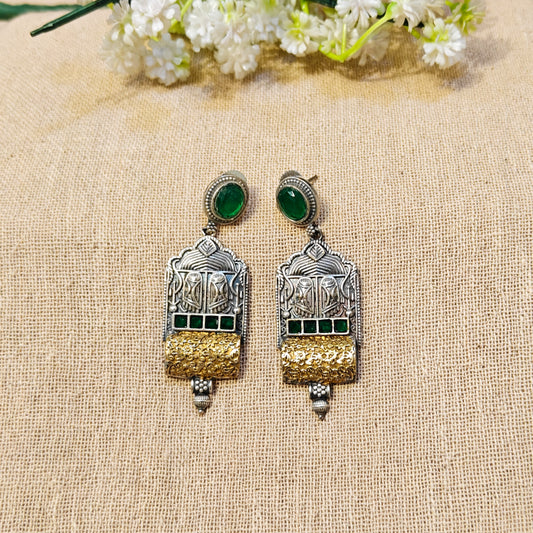 "Vasudha"Silver Look Alike Stone Earring