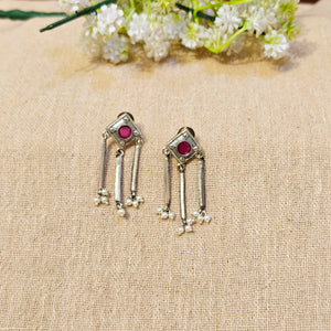 "Naayra"Silver Look Alike Stone Earring