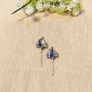 "Peacock"Silver Look Alike Arrow Earcuff