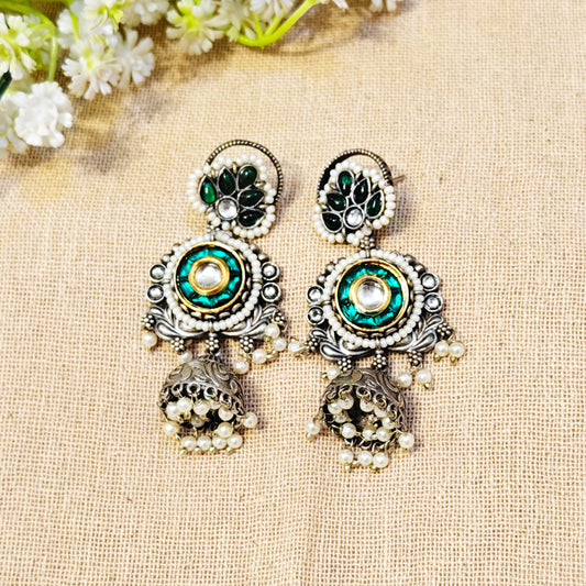 "Nova"Silver Look Alike Stone Earrings