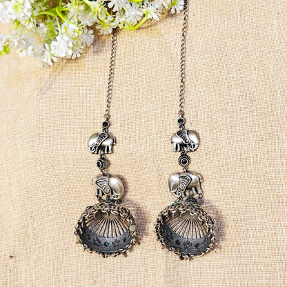 oxidised ear chain earrings