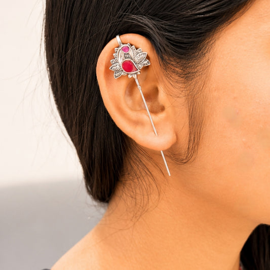 "Peacock"Silver Look Alike Arrow Earcuff