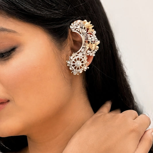 "Snowy"Silver Look Alike Dual Tone Earcuff
