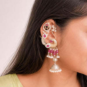 Dual Tone Peacock Earcuffs for Women