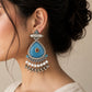 Panghat Oxidised Blue Stone Earring With Pearls