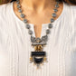 Marina Black Monalisa Stone Dual Tone Necklace Set