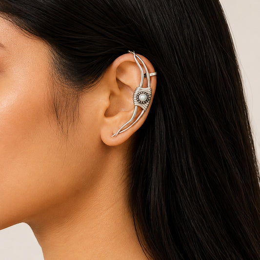 "Leaf"Silver Look Alike Oxidized Earcuff