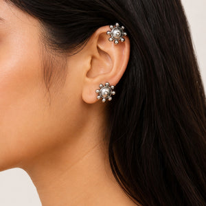 "Bloom"Silver Look Alike Oxidized Earcuff