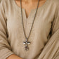 "Feather"Silver Look Alike Oxidized Necklace