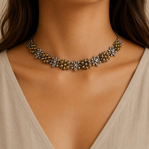 "Indo"Silver Look Alike Dual Tone Choker