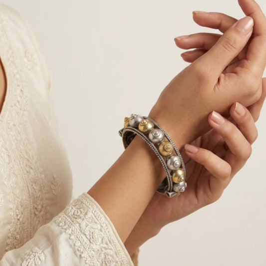 "Swara" Silver Look Alike Dual Tone Kada